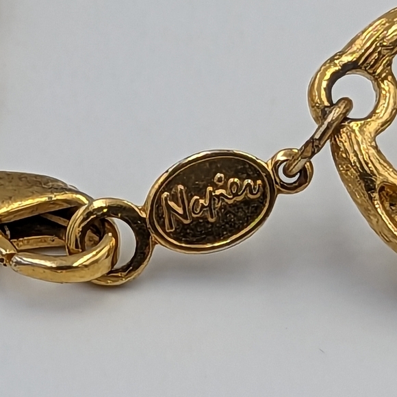 VTG Napier brushed/shiny Gold Tone fancy link chain necklace Savoy collection - Picture 8 of 8